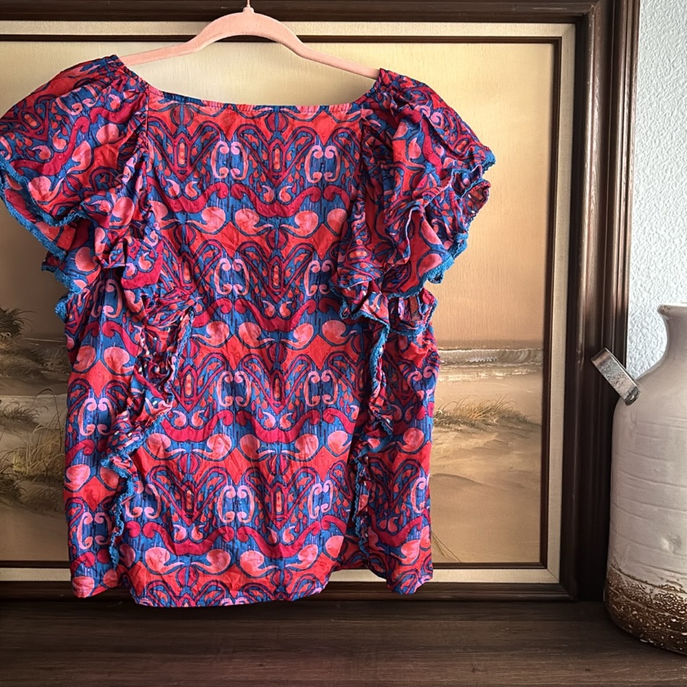 Marc New York Cotton Ruffle Flowy Blouse Size large - Picture 4 of 4